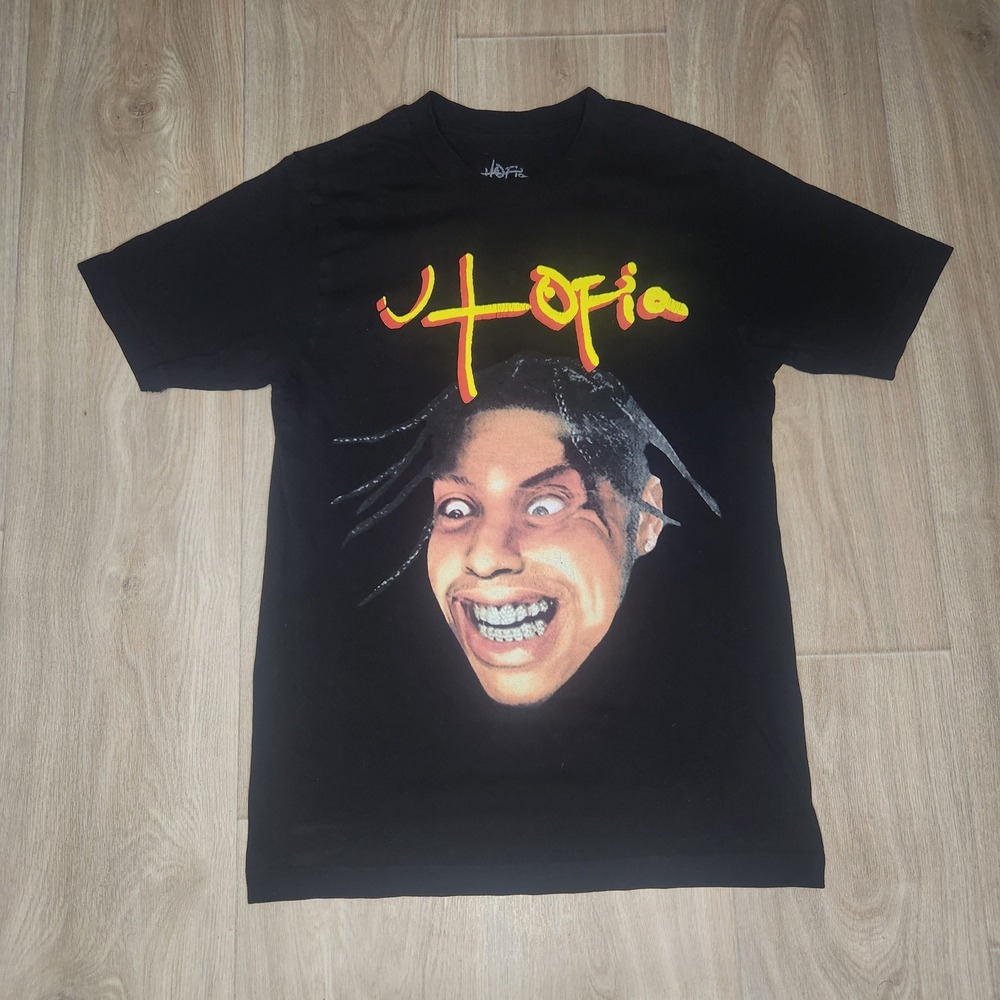 Travis Scott Utopia In Stereo T-Shirt Mens Small Black Graphic Tee Album Merch